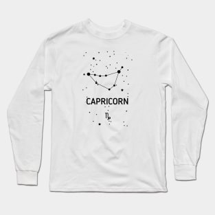 Capricorn Zodiac Sign Constellation (Black Print) Long Sleeve T-Shirt